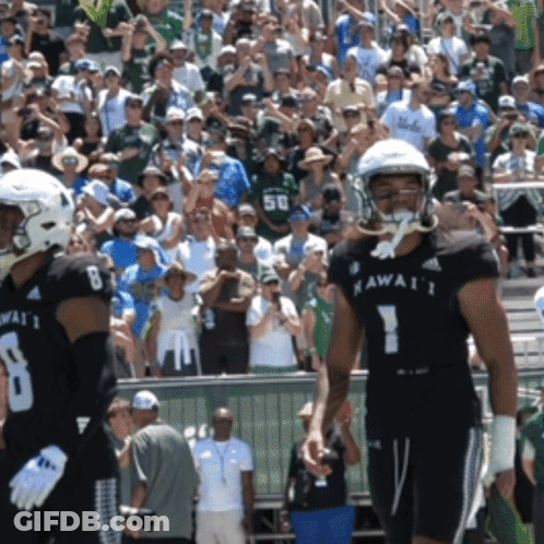 Man In Hawaii 1 Jersey In Front Of Crowd GIF