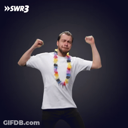 Man In Hawaiian Lei And White Shirt With SWR3 GIF