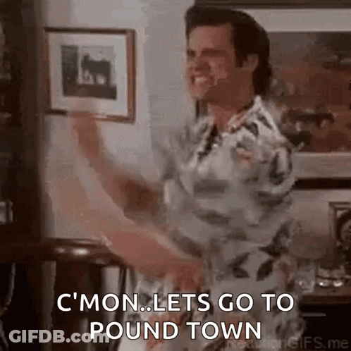 Man In Hawaiian Shirt Dancing Holding Picture Frame GIF