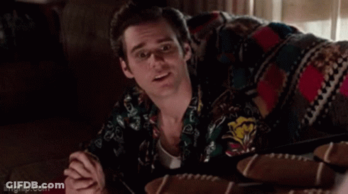 Man In Hawaiian Shirt Holding Guitar On Couch GIF