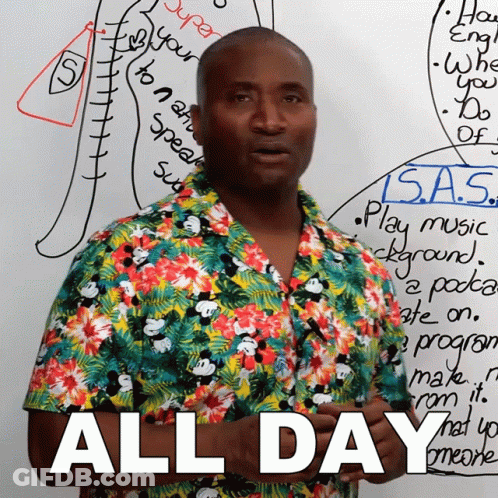 Man In Hawaiian Shirt In Front Of All Day GIF