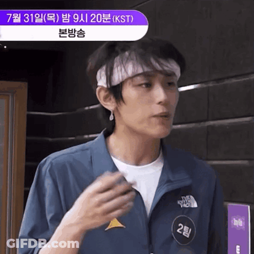 Man In Headband And Blue Jacket Number 2 GIF