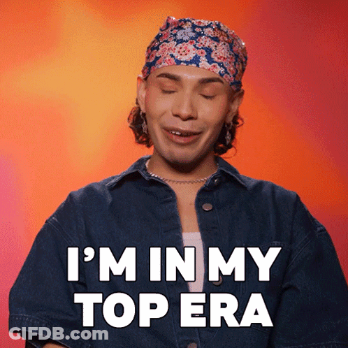 Man In Headband And Denim Shirt Says Im In My Top Era GIF