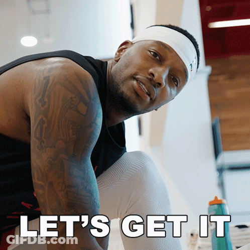 Man In Headband Saying Let's Get It GIF