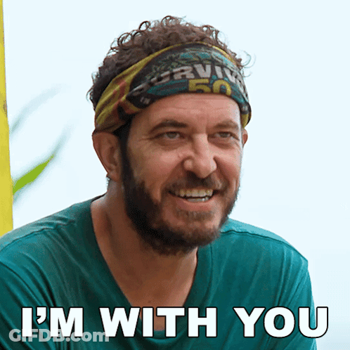 Man In Headband Saying Survivor 50 GIF