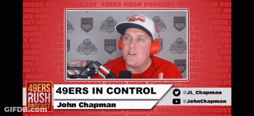 Man In Headphones And 49Ers Hat On Podcast GIF