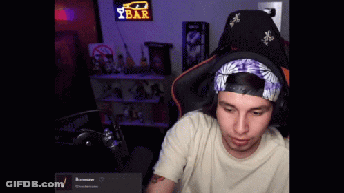 Man In Headphones And Bandana At Bar Sign GIF