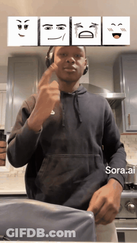 Man In Headphones And Black Hoodie With Sora.ai GIF