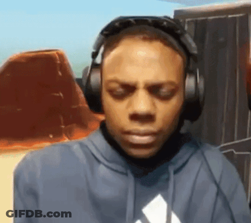 Man In Headphones And Blue Hoodie Looking Down GIF