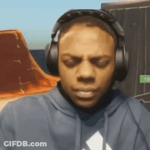 Man In Headphones And Blue Hoodie With Number 19 GIF