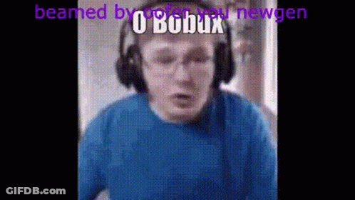 Man In Headphones And Blue Shirt Beamed By O Bobux GIF