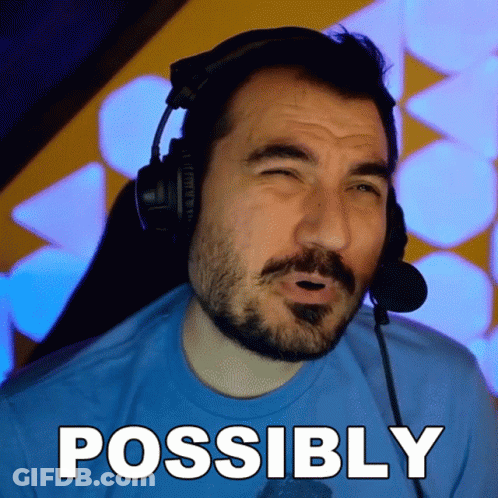 Man In Headphones And Blue Shirt Saying Possibly GIF