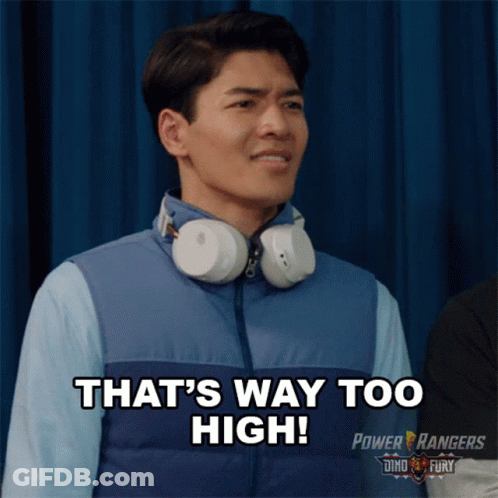 Man In Headphones And Blue Vest Says That's Way Too High GIF