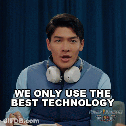 Man In Headphones And Blue Vest We Only Use The Best Technology GIF