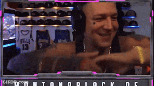 Man In Headphones And Bulls Jersey GIF