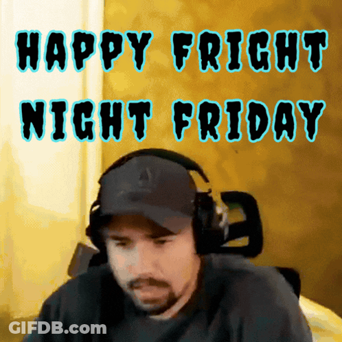 Man In Headphones And Hat Happy Fright Night Friday GIF