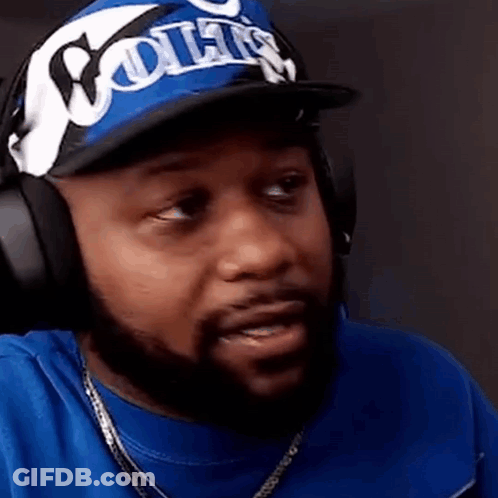 Man In Headphones And Hat Making Funny Face GIF