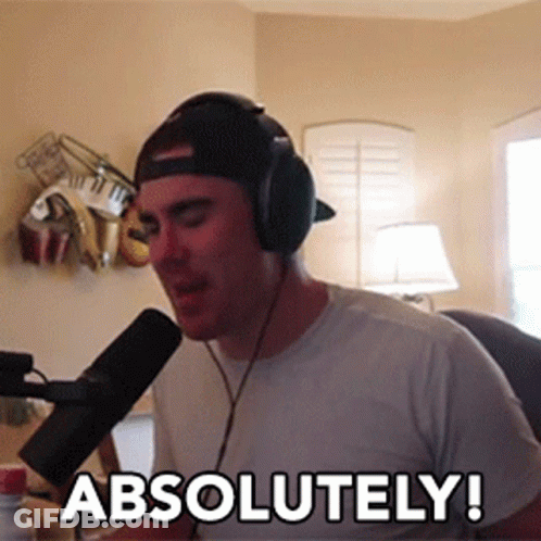Man In Headphones And Hat Saying Absolutely GIF