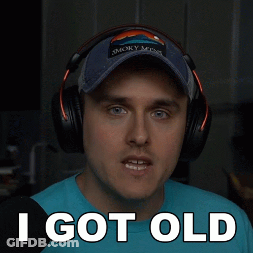 Man In Headphones And Hat Saying I Got Old GIF