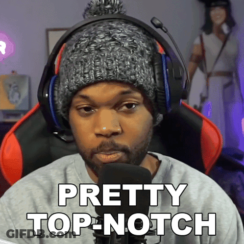 Man In Headphones And Hat Saying Pretty Top Notch GIF