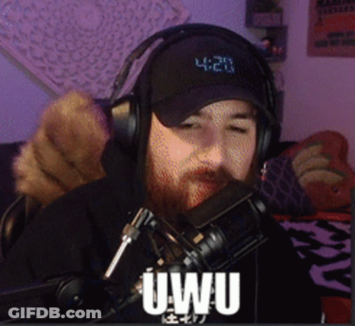 Man In Headphones And Hat Talking Into Microphone Uwu GIF