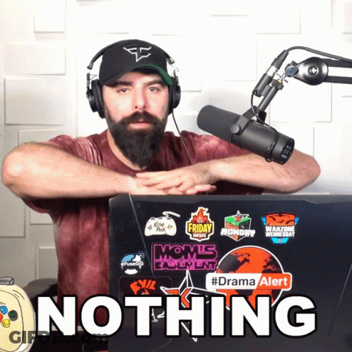 Man In Headphones And Hat With Star Saying Nothing GIF