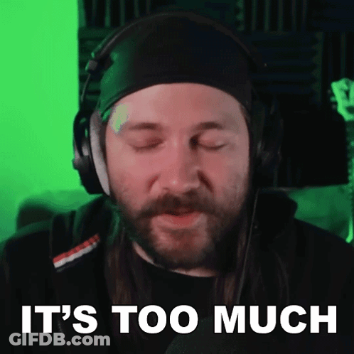 Man In Headphones And Headband Saying Too Much GIF