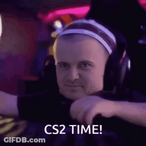 Man In Headphones And Headband Says CS2 Time GIF