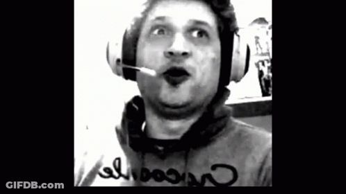 Man In Headphones And Microphone Making Funny Face GIF