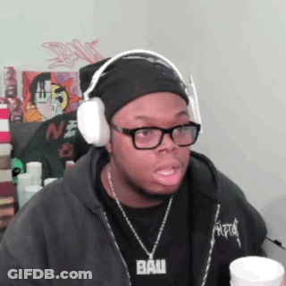 Man In Headphones And Necklace Saying Bau GIF