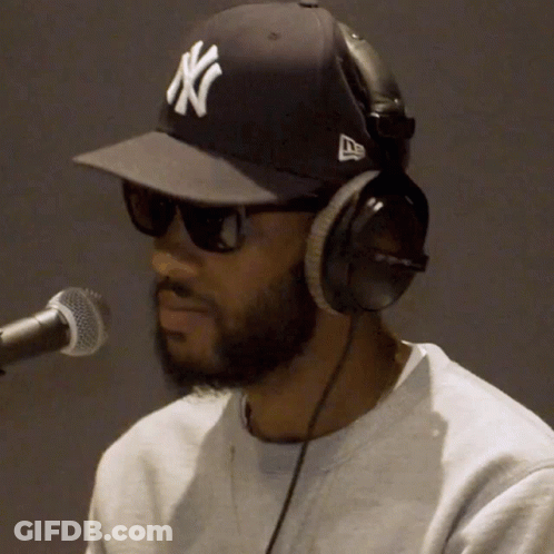 Man In Headphones And NY Hat GIF