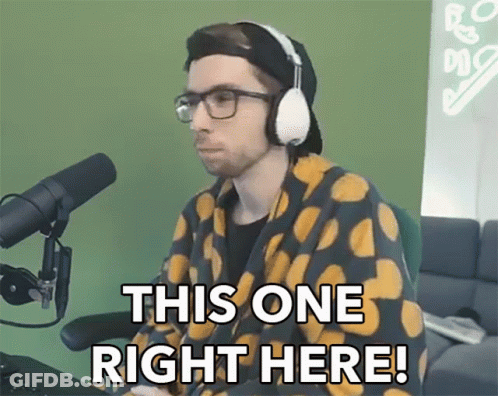 Man In Headphones And Polka Dot Shirt Says This One Right Here GIF