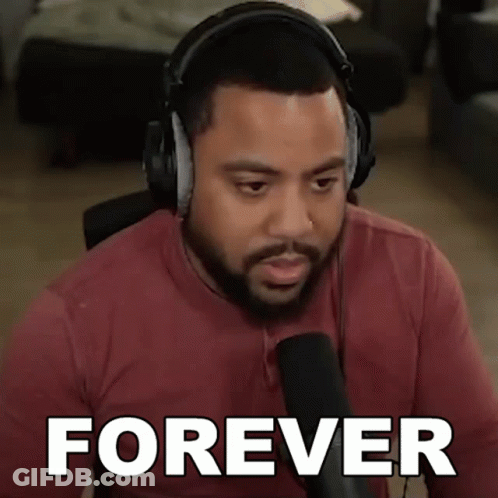 Man In Headphones And Red Shirt Saying Forever GIF
