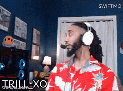 Man In Headphones And Red Shirt Says Trill-Xo GIF