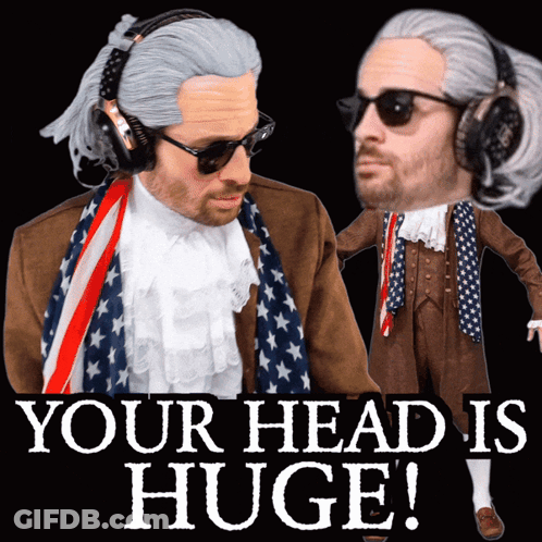 Man In Headphones And Scarf Saying Your Head Is Huge GIF