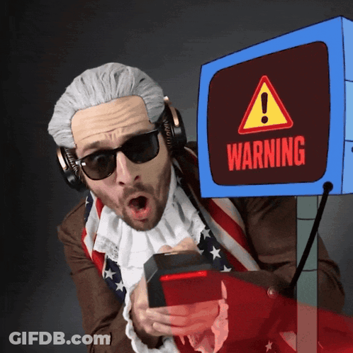 Man In Headphones And Sunglasses By Warning Sign GIF