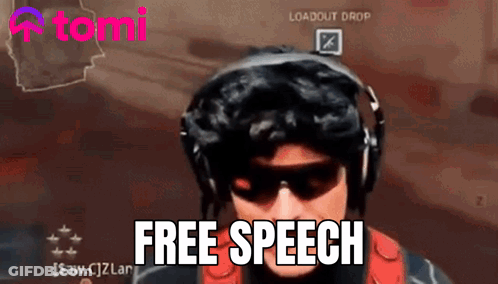 Man In Headphones And Sunglasses Saying Free Speech GIF