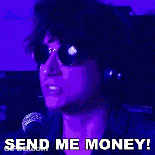 Man In Headphones And Sunglasses Saying Send Me Money GIF