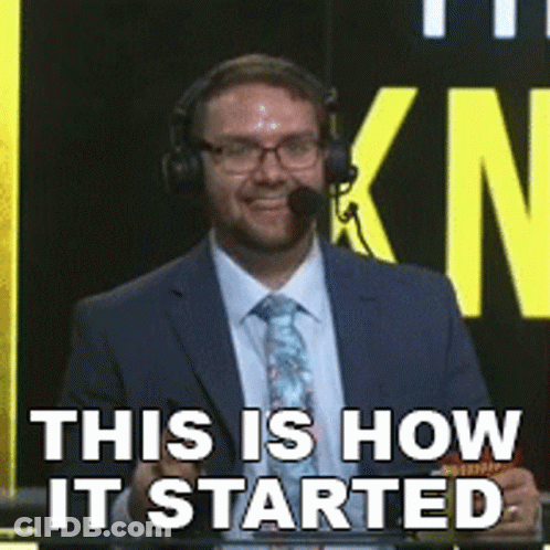 Man In Headphones And Tie Saying This Is How It Started GIF