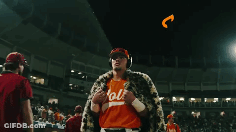 Man In Headphones And Vols Shirt With Vols Logo GIF