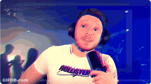 Man In Headphones And White Hollister Shirt GIF