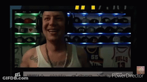 Man In Headphones And White Tank Top On Screen Saying Get GIF