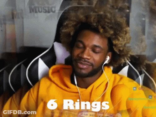 Man In Headphones And Yellow Hoodie With 6 Rings GIF