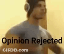 Man In Headphones At Door Saying Opinion Rejected GIF
