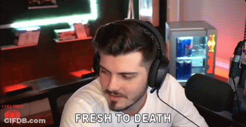 Man In Headphones At Microphone Says Fresh To Death GIF