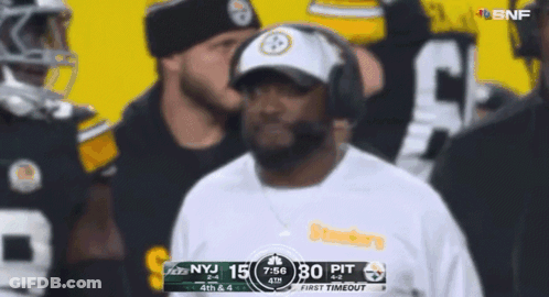 Man In Headphones Before Steelers Vs Jets Scoreboard GIF
