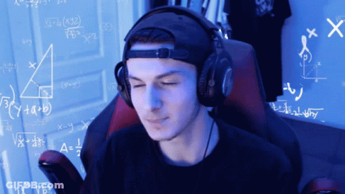 Man In Headphones By Math Equations Wall GIF