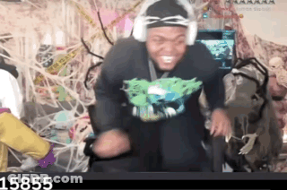 Man In Headphones Dancing In Front Of Screen With Number 15855 GIF