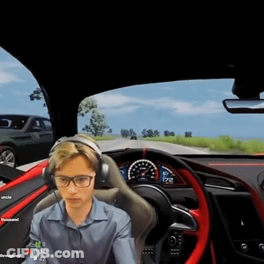 Man In Headphones Driving Car With Speedometer 122 GIF