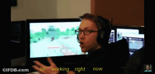 Man In Headphones Glasses Playing Video Game Says I'm Working Right Now GIF
